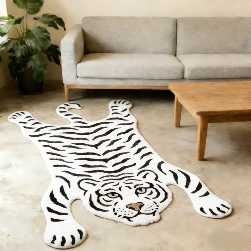 Tapis à motif tigre pour chambre à coucher