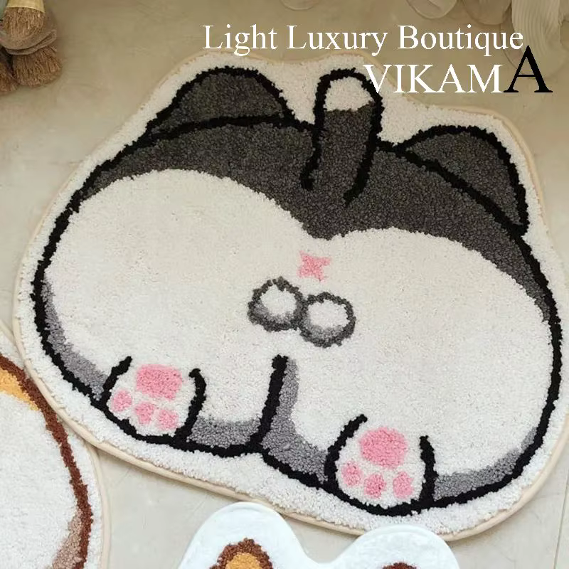 VIKAMA dessin animé Corgi tapis chaud tactile doux salle de bain