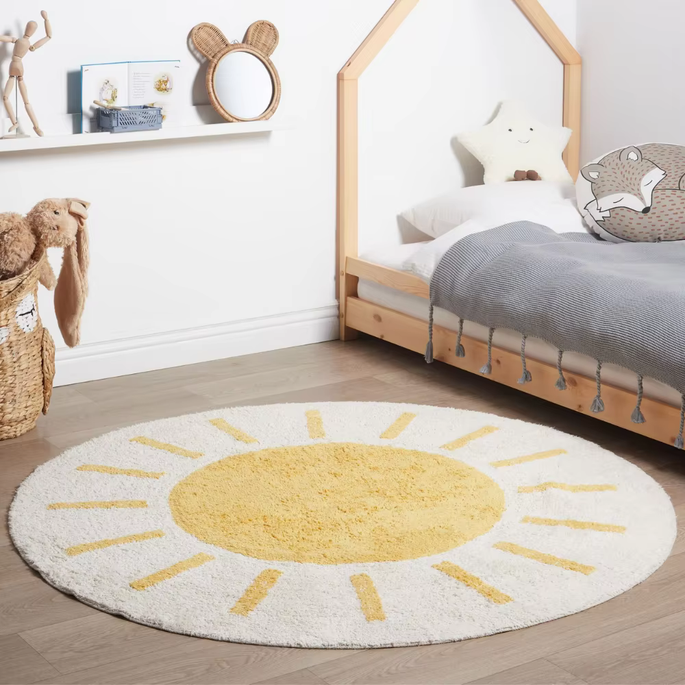 Tapis de jeu rond poilu pour enfants