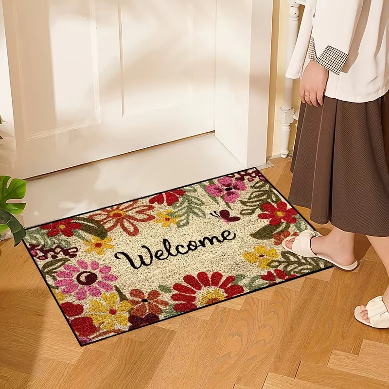 VIKAMA Garden Style Tapis de bienvenue à fleurs