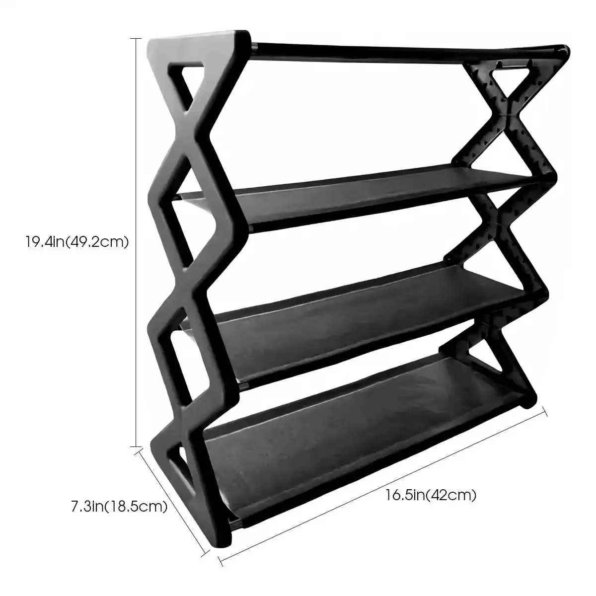 Étagère à chaussures 4 niveaux en X, multifonctionnelle et anti-poussière, idéale pour dortoirs, entrées, couloirs et chambres