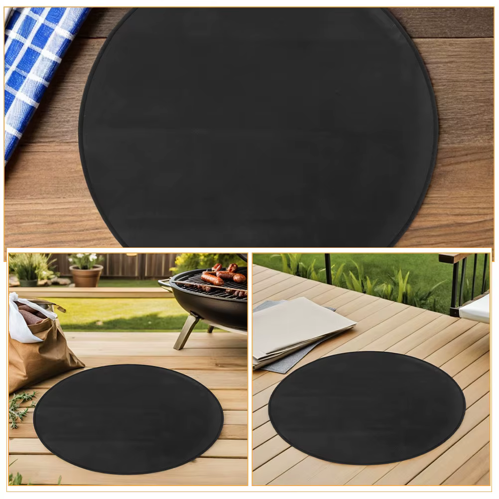 Tapis ignifuge rond résistant à la chaleur de 24 pouces pour barbecue extérieur