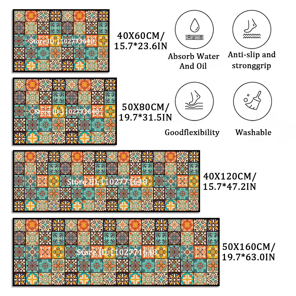Tapis de cuisine rétro antidérapant