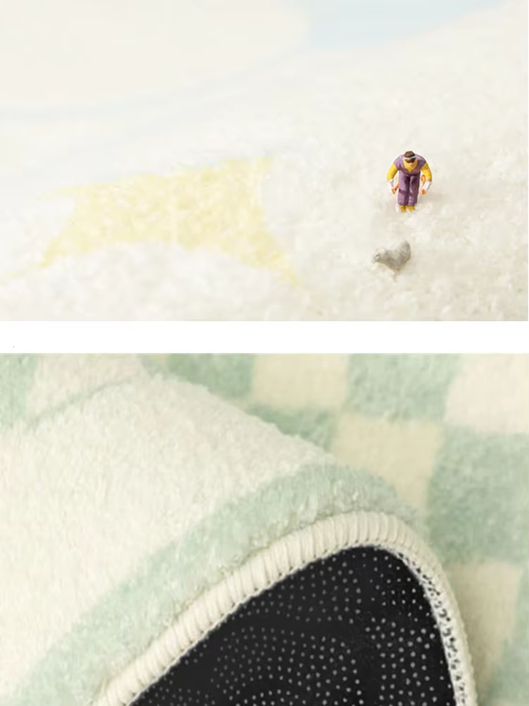 Tapis de chambre à coucher en damier irrégulier