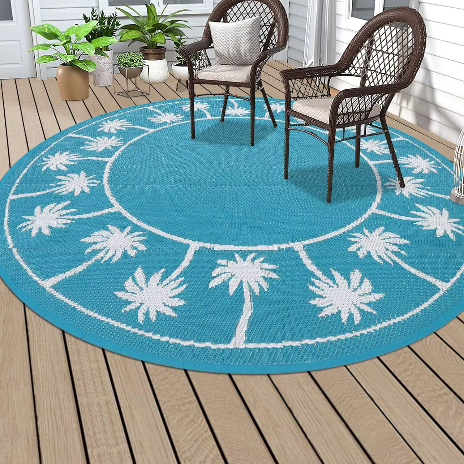 Tapis d'extérieur rond imperméable antidérapant