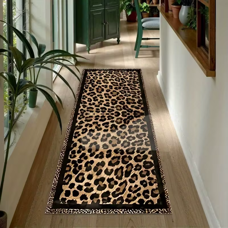 Tapis résistant aux taches imprimé léopard
