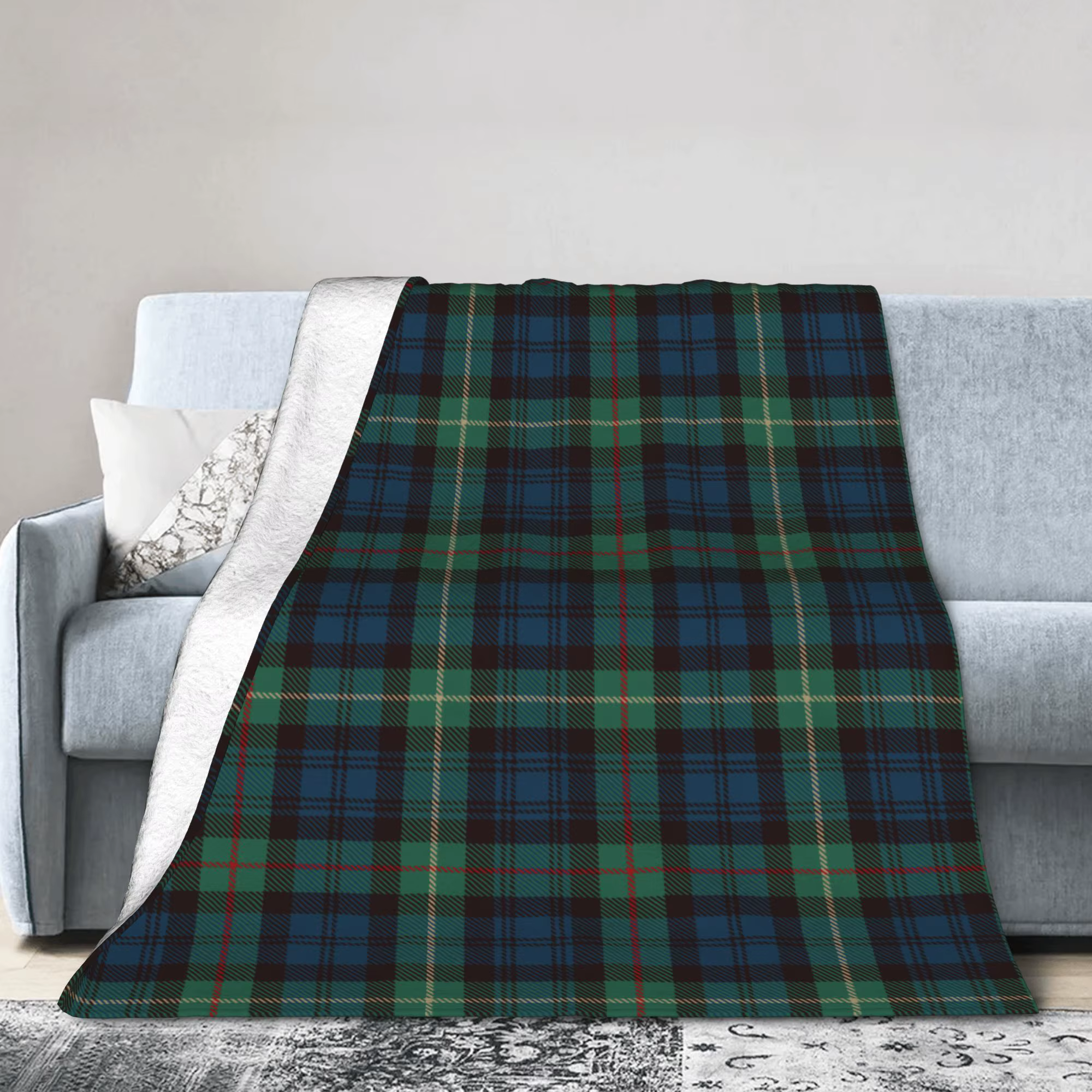 Tartan rustique vert et bleu noir montre Plaid couvertures de vacances corail polaire en peluche imprimé carreaux couvertures pour tapis de lit pièce