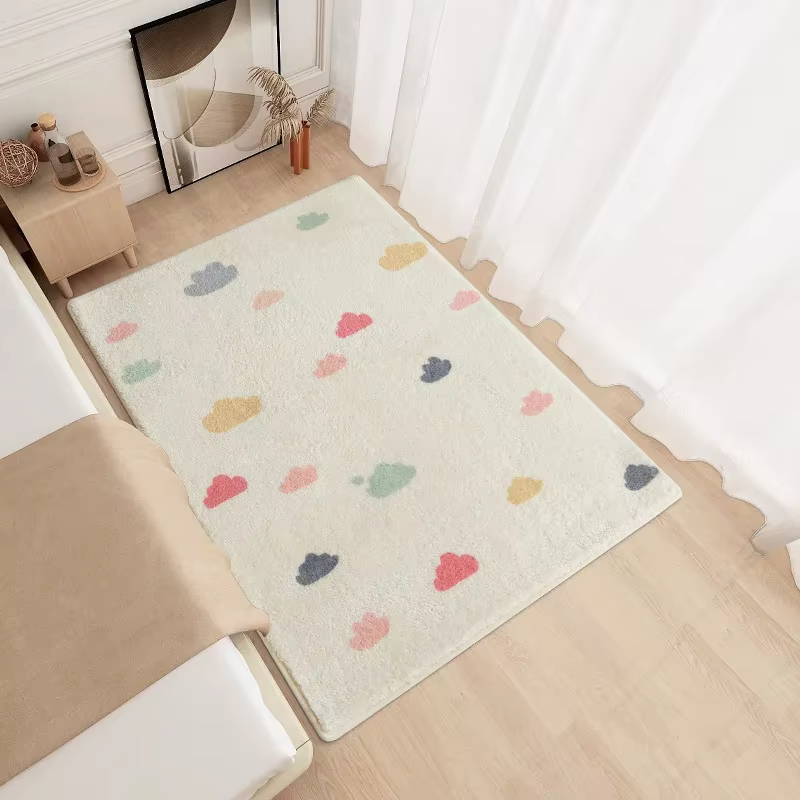 Tapis moelleux de chambre à coucher de minimalisme moderne
