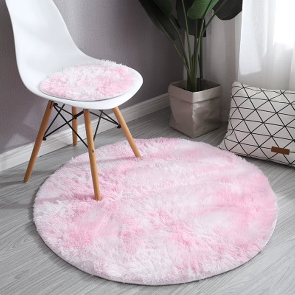 Tapis de chambre rond à cheveux longs