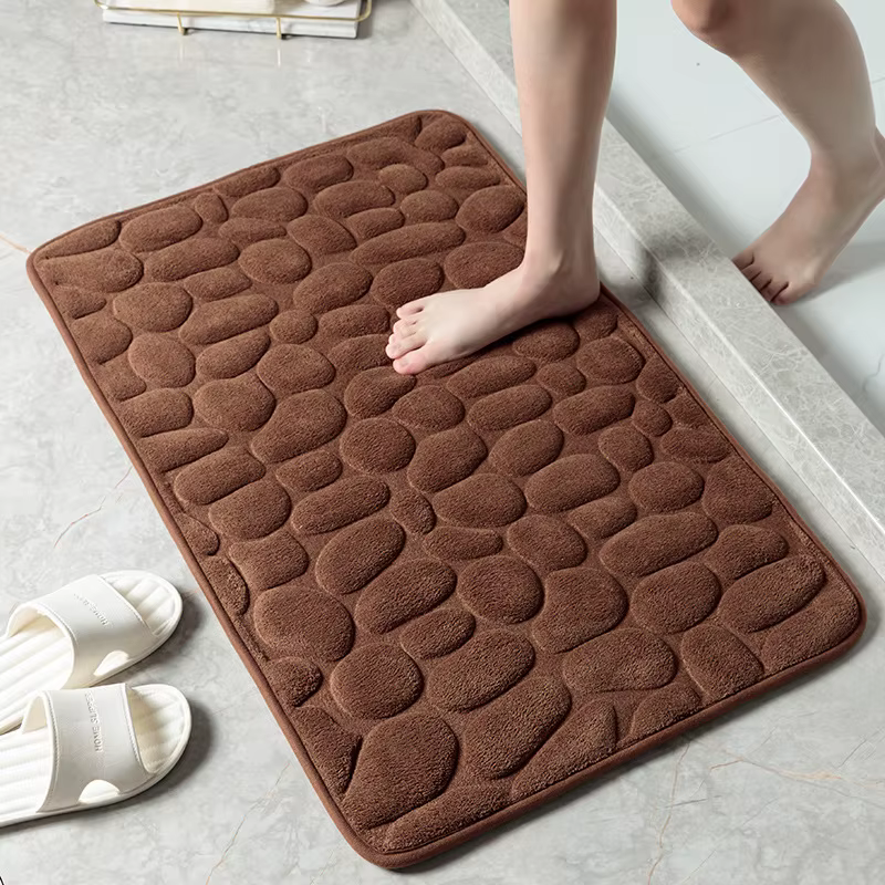 1 tapis de bain en galets gaufrés, tapis de sol absorbant en mousse à mémoire de forme, tapis de porte antidérapant, tapis de sol intérieur, accessoires de salle de bain