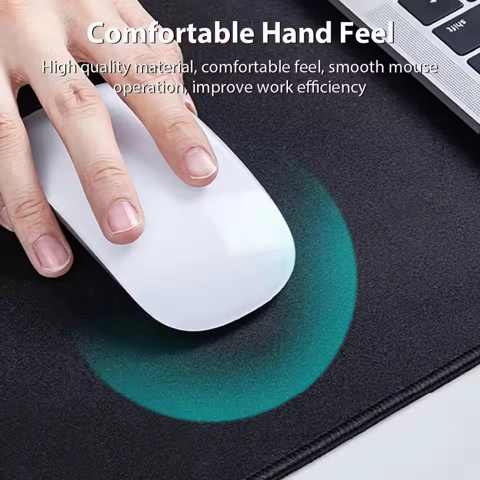 Tapis de souris noir pur grande taille universel ordinateur de bureau et d'ordinateur portable bureau d'affaires jeu tapis de souris à bord cousu antidérapant