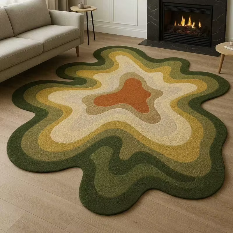 Tapis en peluche texturé abstrait VIKAMA Dopamine