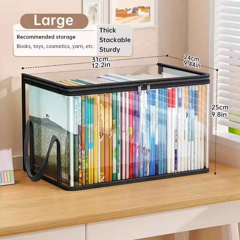 Boîte de rangement en PVC transparent | Couvercle rabattable et fenêtre de vue | Organisateur multi-usage pour jouets, artisanat et fournitures | Conteneur cadeau durable
