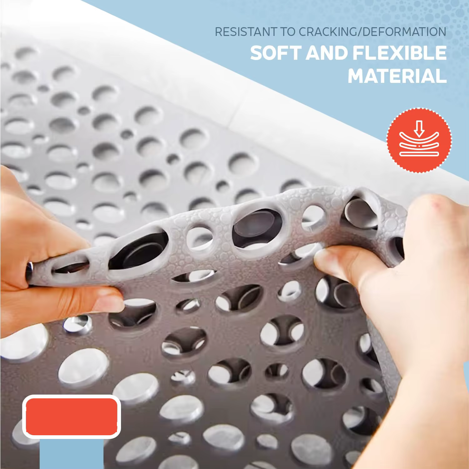 Tapis de bain et de douche antidérapant avec ventouses et trous de drainage