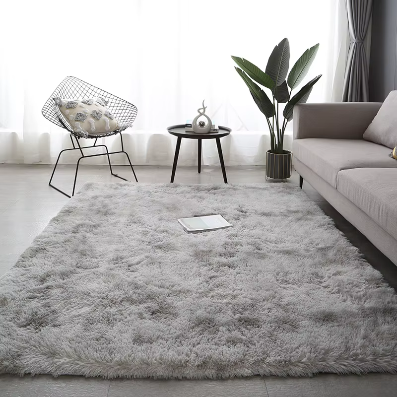 Tapis gris pour salon, en peluche