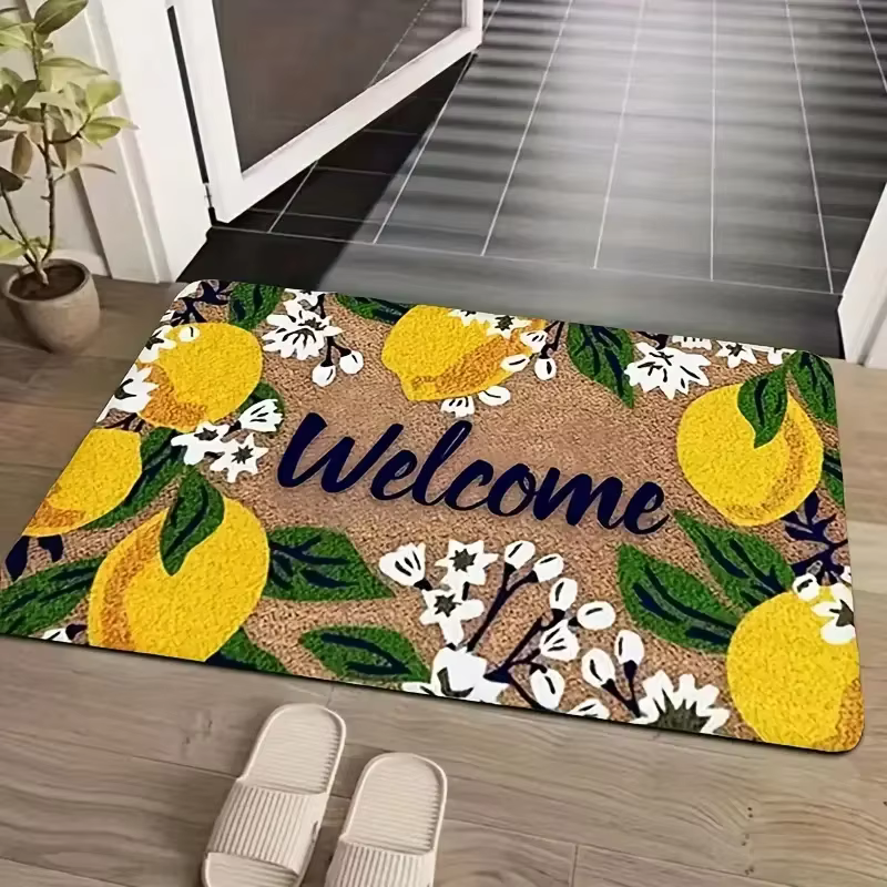 VIKAMA Tapis de bienvenue d'été à motif de fleurs de citron