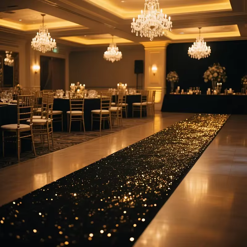 Tapis de mariage brillant et cool (noir brillant) pour Noël