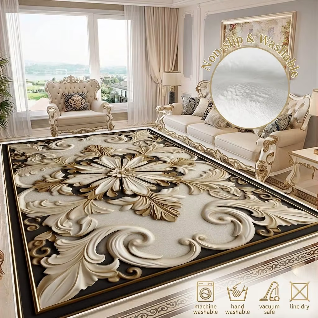 Tapis 3D à fleurs pour chambre à coucher