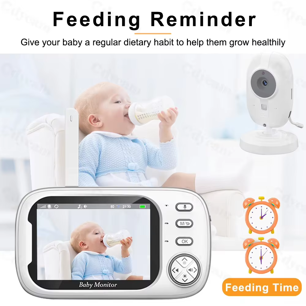 Moniteur bébé 3,5 pouces avec caméra et audio, moniteur vidéo bébé 720P, communication bidirectionnelle, vision nocturne, capteur de température, berceuses