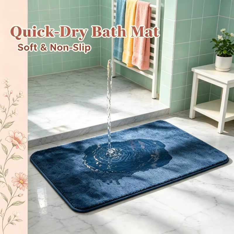 Tapis en velours corail bleu marine 50 × 80 cm