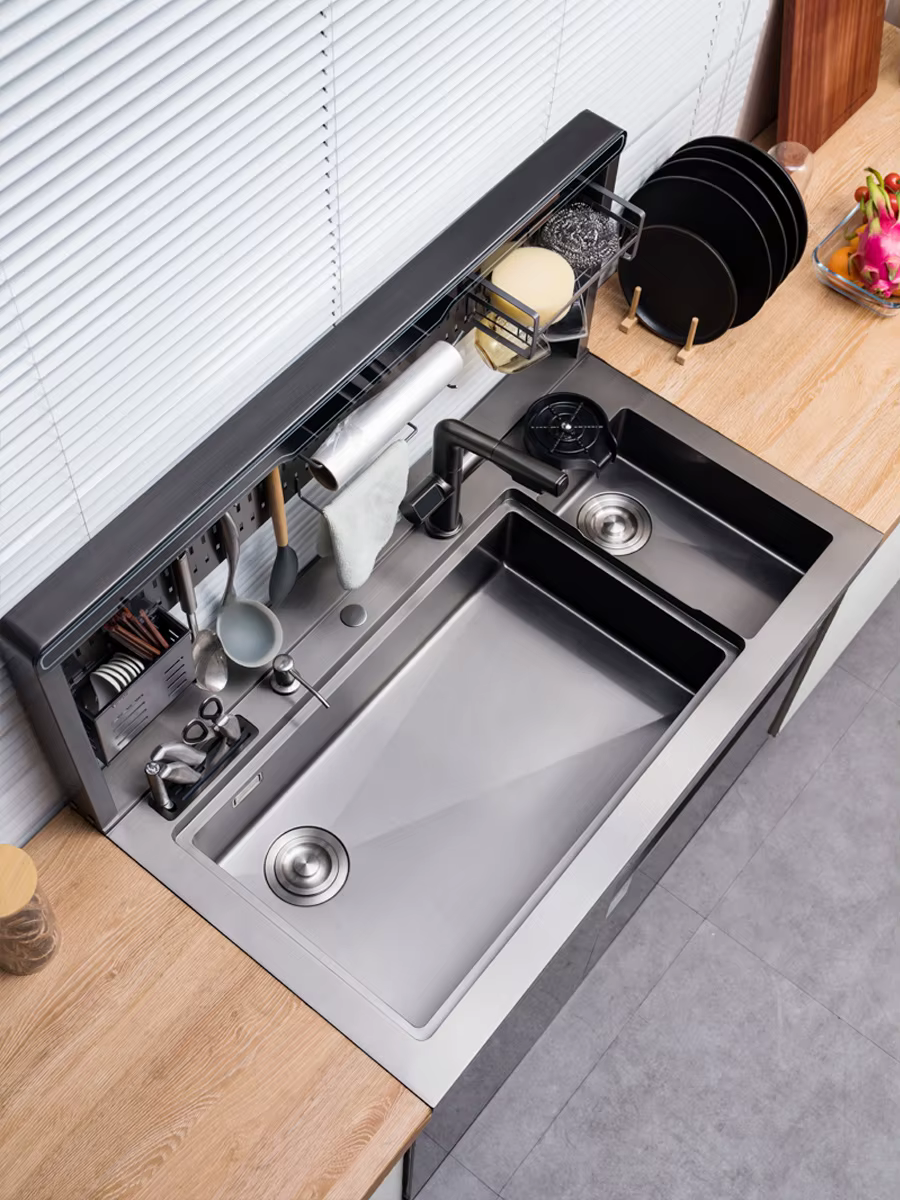 Panneau de trous intégré de conception pour armoire automatique avec meubles de cuisine d'évier intégrés