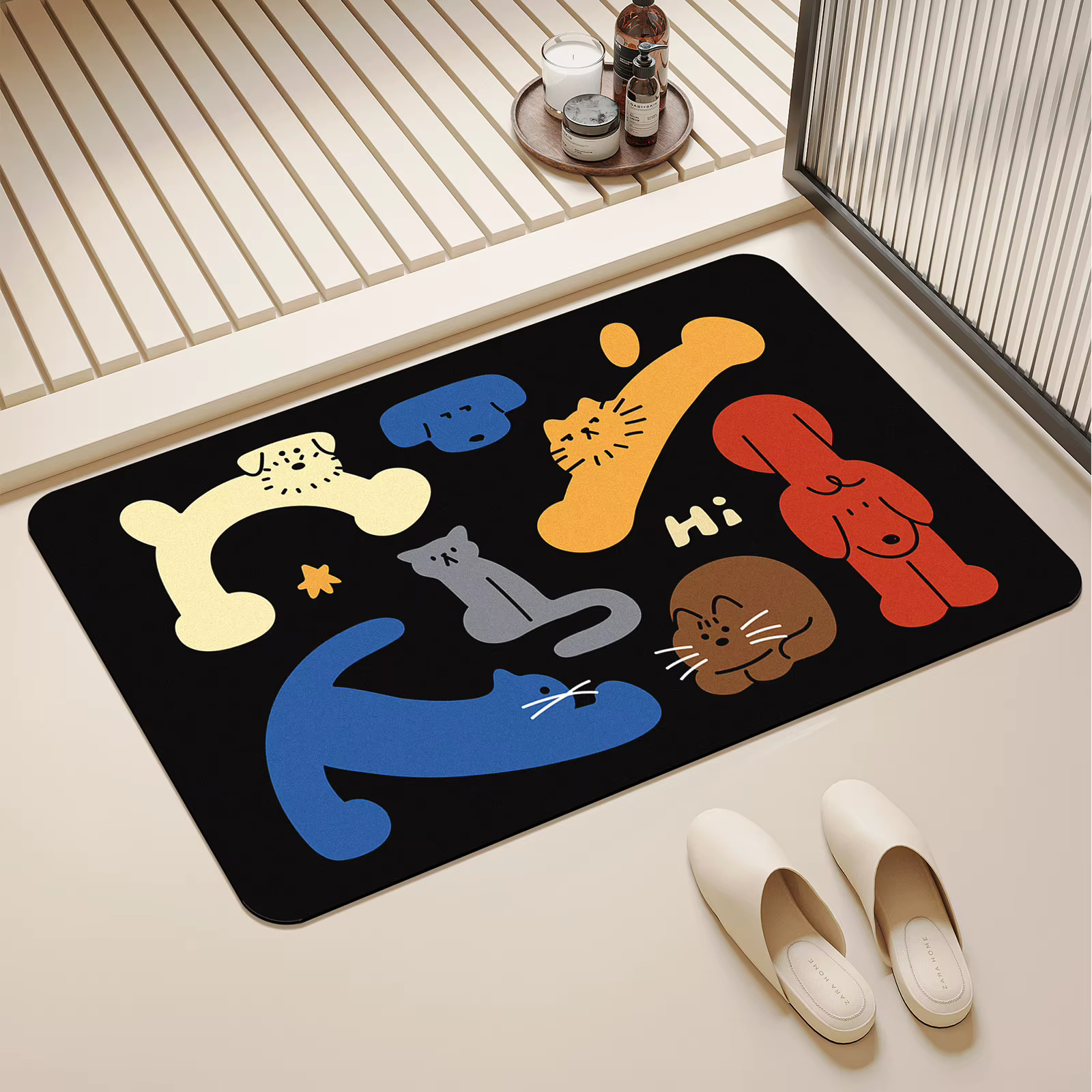Tapis de sol antidérapant en caoutchouc pour salle de bain