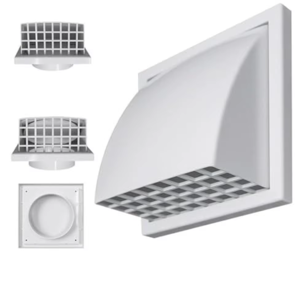 Grille de ventilation extérieure en ABS, conception anti-pluie avec valve, capot d'extraction, sortie d'air, système d'évacuation