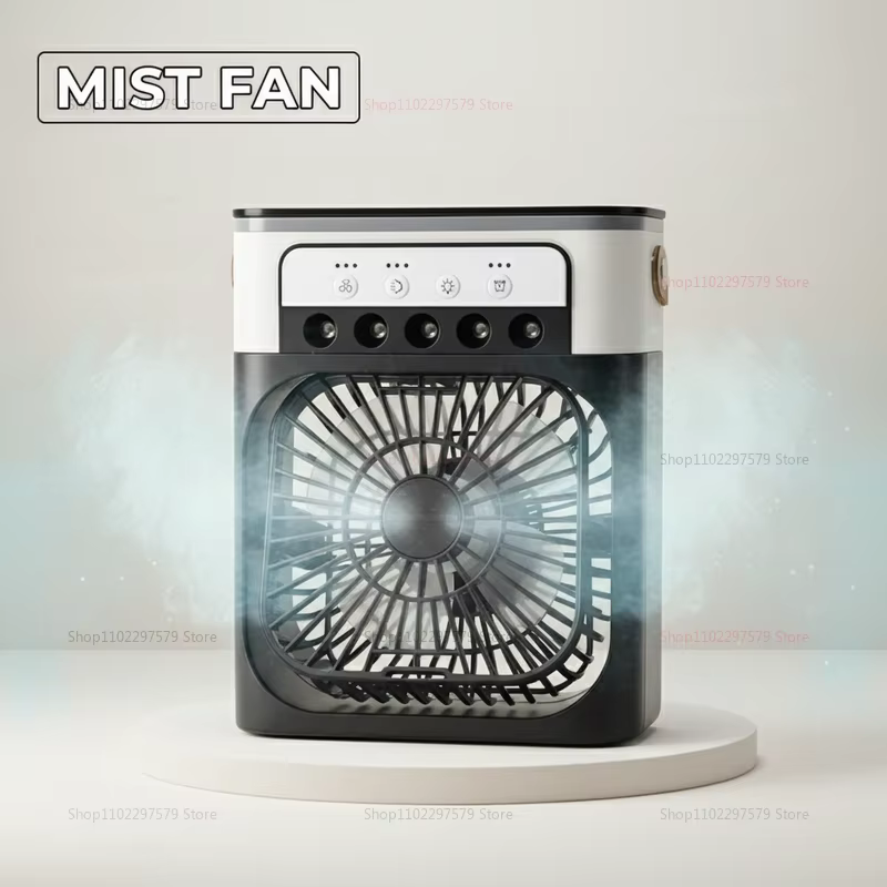 Ventilateur 3-en-1 : Climatiseur, Mini Refroidisseur d'Air Domestique, Lumière Nocturne LED, Humidificateur Portable, Ventilateur de Régulation d'Air pour Bureau et Maison