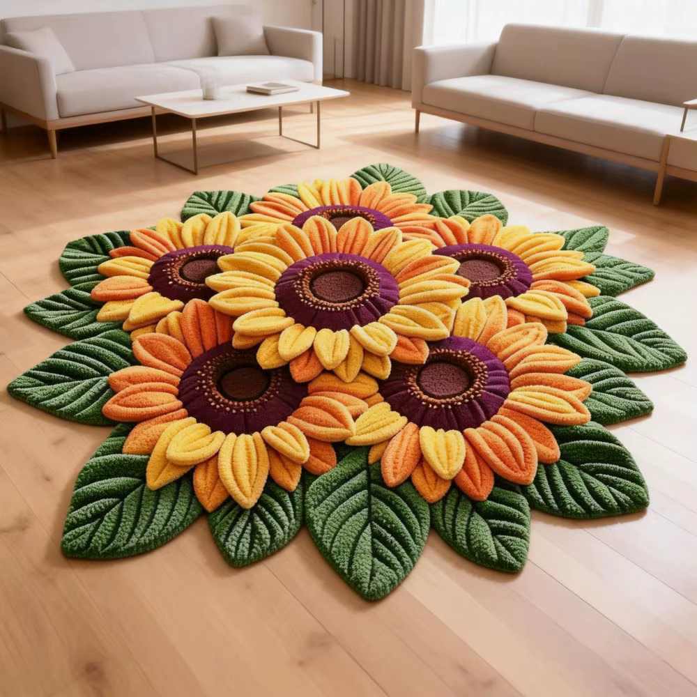 Tapis portable en forme de tournesol