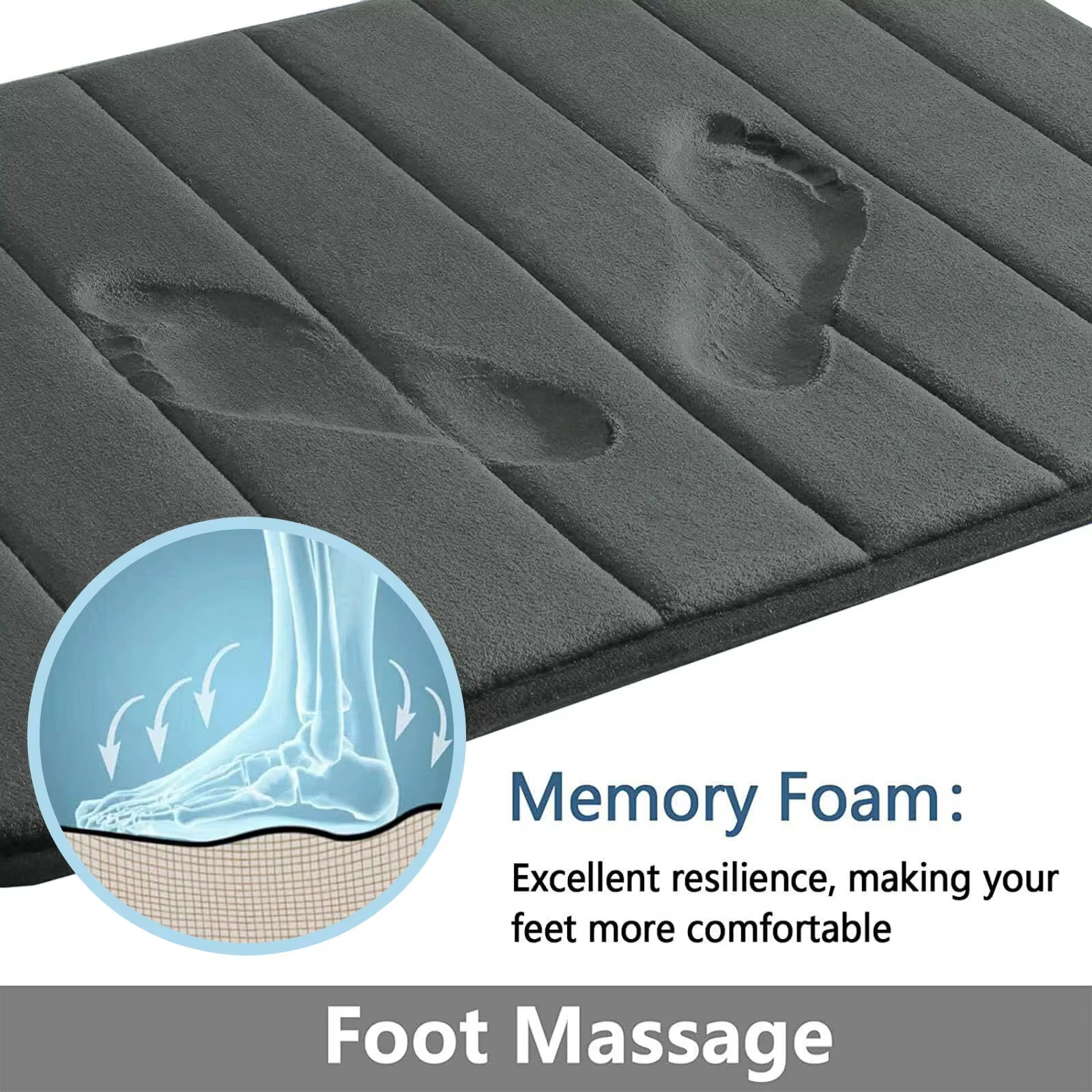 Tapis de bain en mousse à mémoire de forme, ensemble de 1/2/3 pièces, antidérapant, pour salle de bain, Absorption rapide de l'eau, lavable en Machine, doux et confortable
