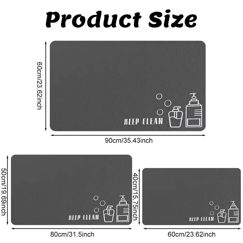 Tapis de bain en diatomite, absorbant, antidérapant, pour salle de bain, tapis de sol, tapis de douche, tapis de toilette, tapis de cuisine, lavable, 1 pièce