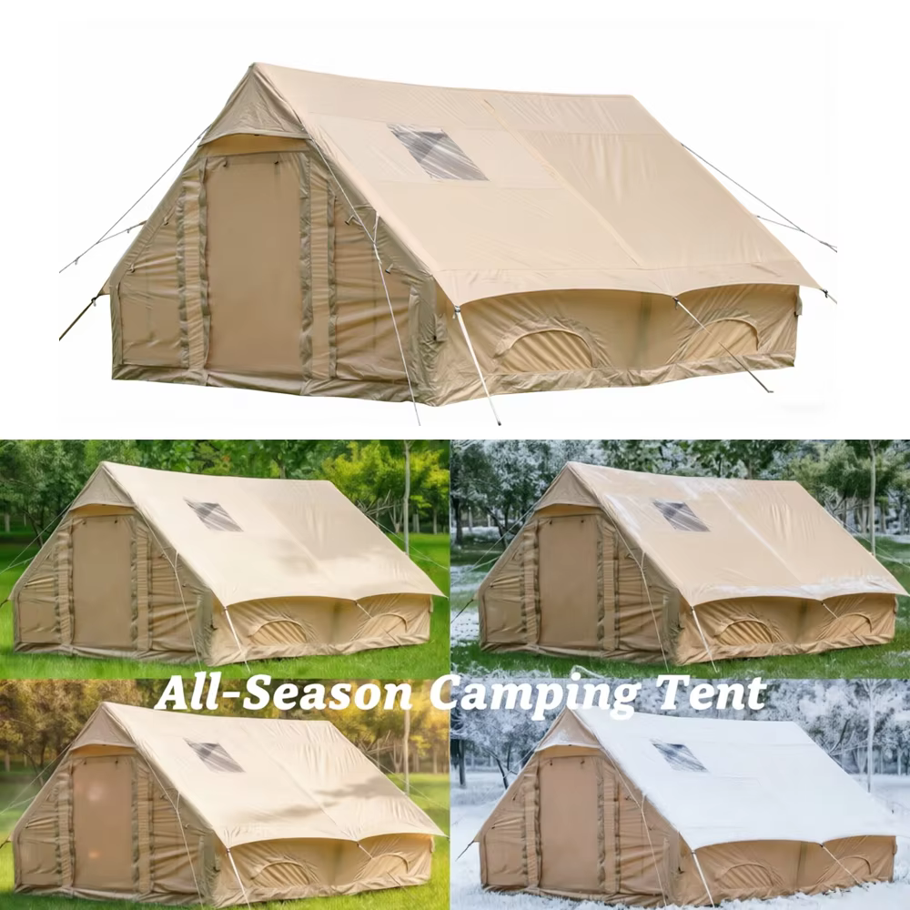 12 ㎡   Grande tente de camping gonflable pour 4 à 8 personnes avec fenêtres, portable, imperméable, pare-soleil, tente de camping quatre saisons