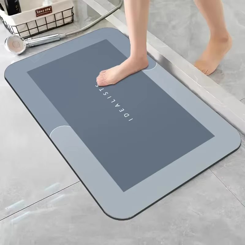 Tapis de bain en terre de diatomée super absorbant, antidérapant, séchage rapide, tapis de sol doux pour la douche, la buanderie, la chambre, la cuisine, le camping-car, la salle de bain