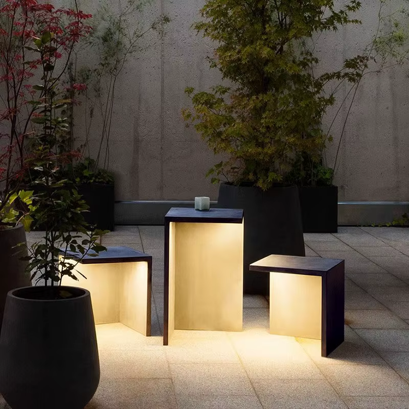 Ensemble table et chaises de bar d'extérieur étanche pour jardin, terrasse, cour, villa, éclairage décoratif paysager pour pelouse extérieure