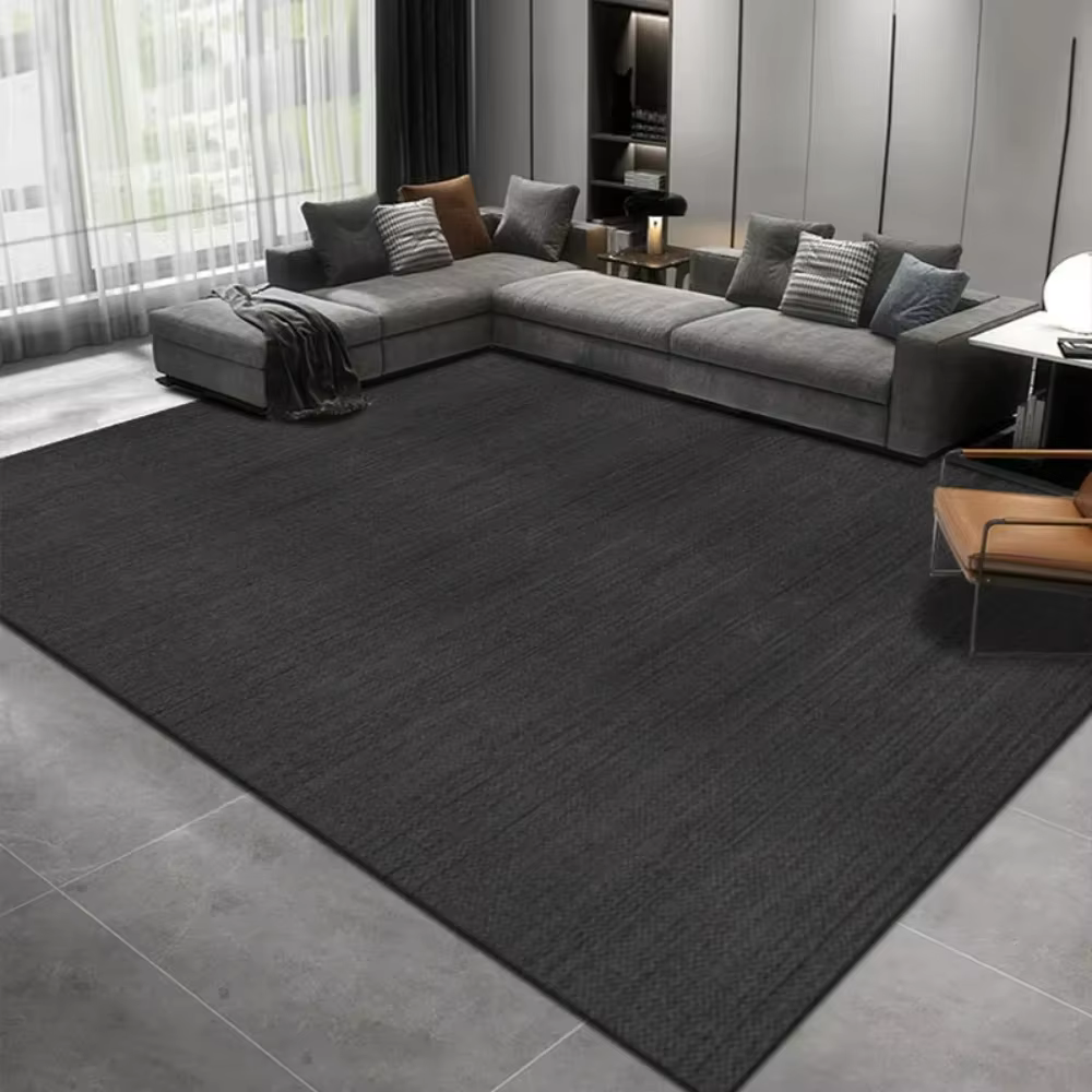 Mode couleur unie noir gris tapis salon décor canapé tapis chevet canapé tapis salon Table basse tapis de sol maison appartement