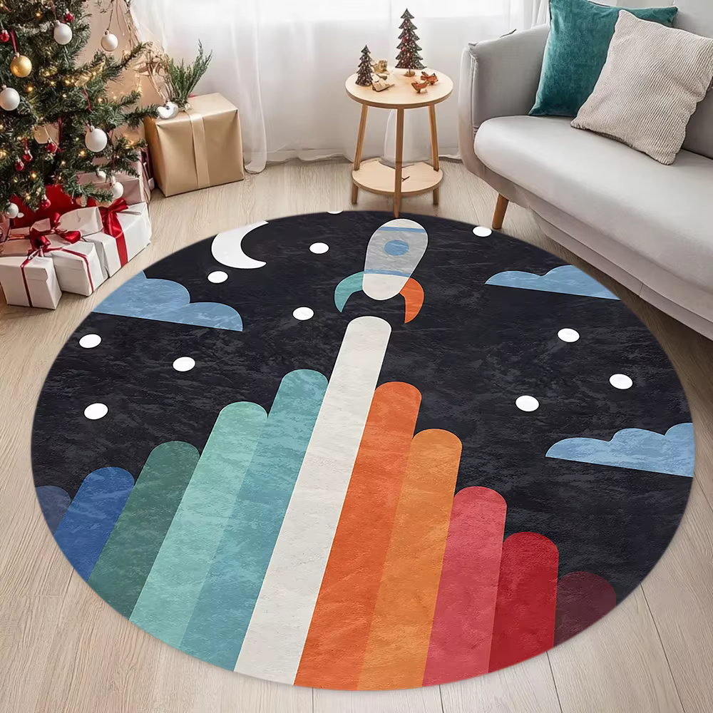 Tapis rond sur le thème de l'espace