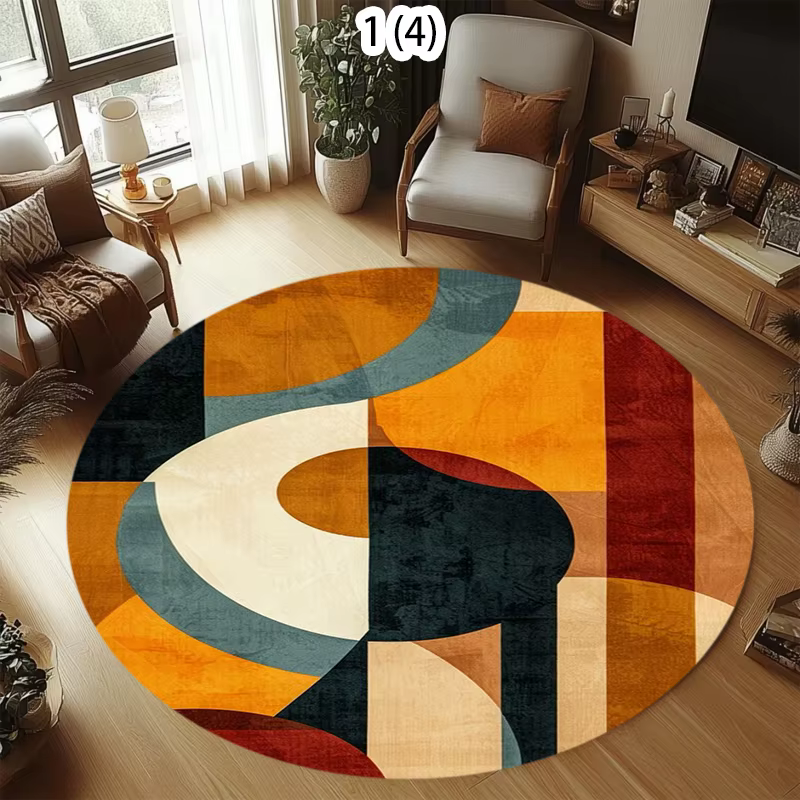 Tapis rond géométrique rétro
