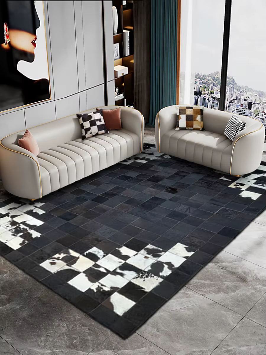 Grands tapis en peau de vache naturelle pour salon