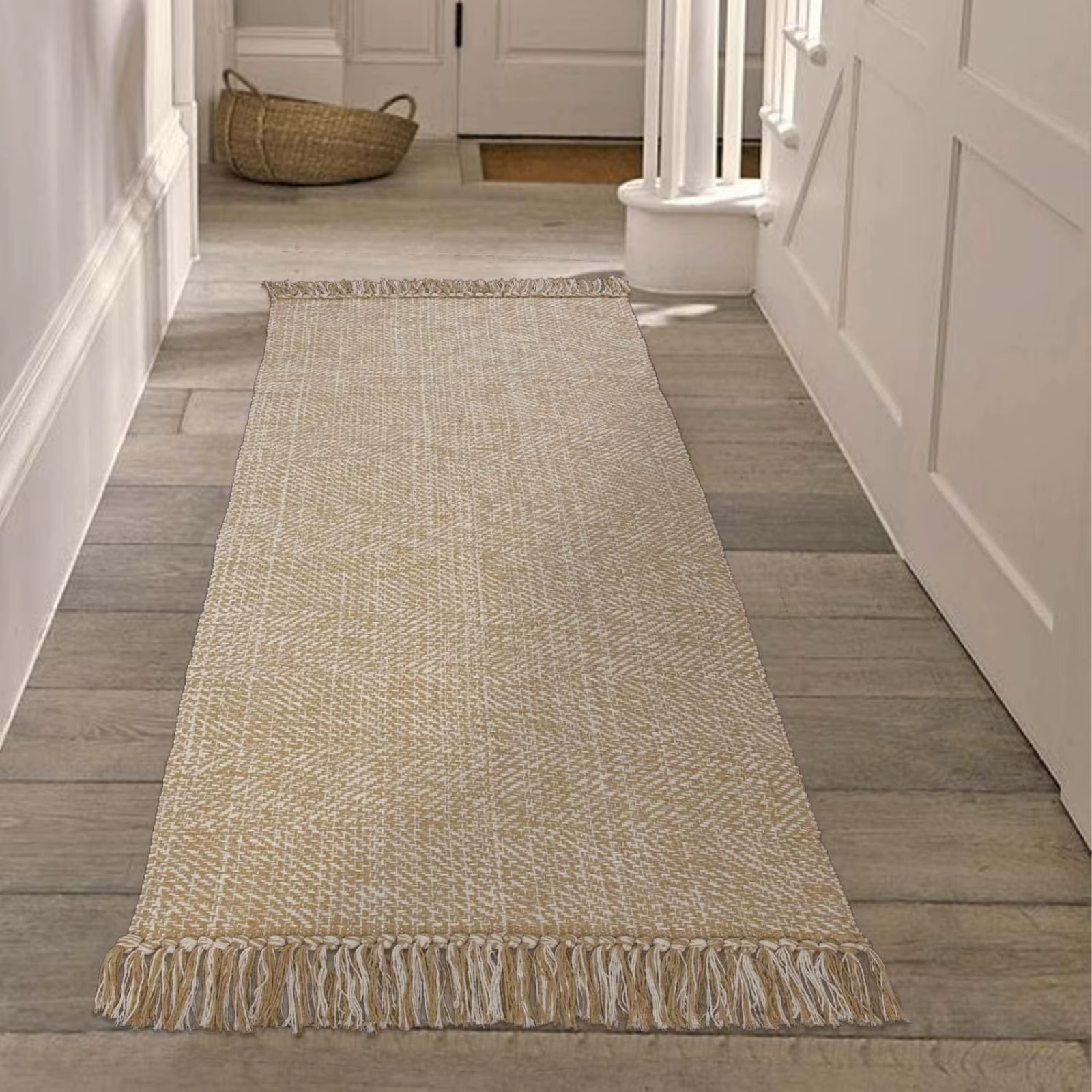 Tapis en coton et lin tissé pour salon