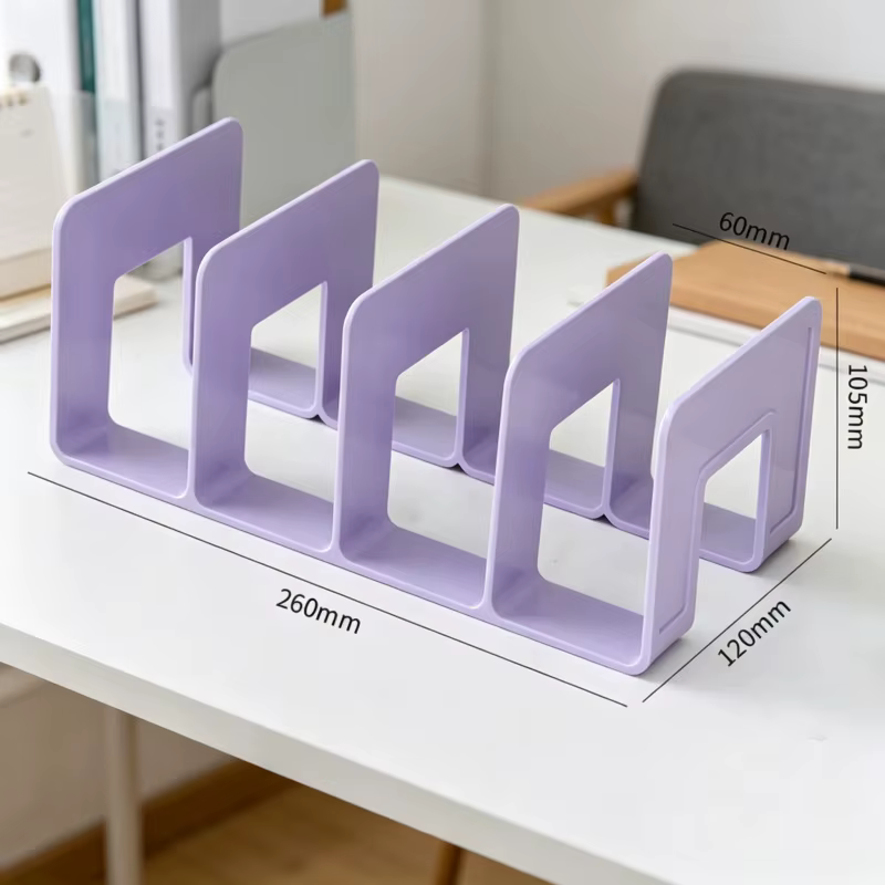 Organisateur de livres et de dossiers, séparateur de bibliothèque à 4 compartiments en ABS avec serre-livres pour la maison, le bureau, le rangement en classe