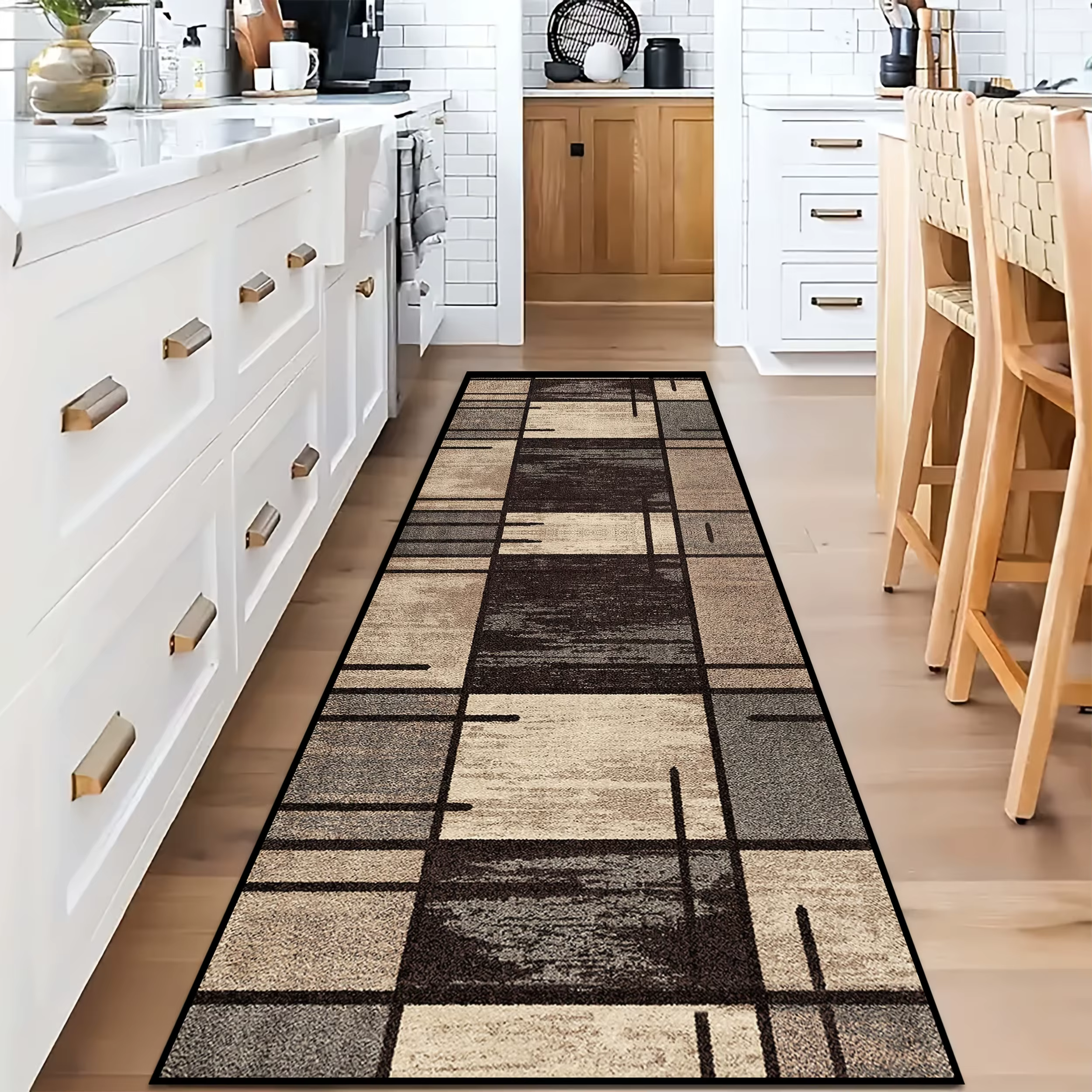 VIKAMA 1pc tapis de chemin de Style géométrique à carreaux Vintage