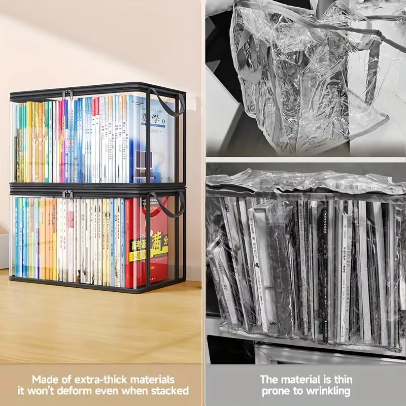 Boîte de rangement en PVC transparent | Couvercle à rabat et fenêtre de visualisation | Organisateur multi-usages pour jouets, travaux manuels et fournitures | Conteneur cadeau durable
