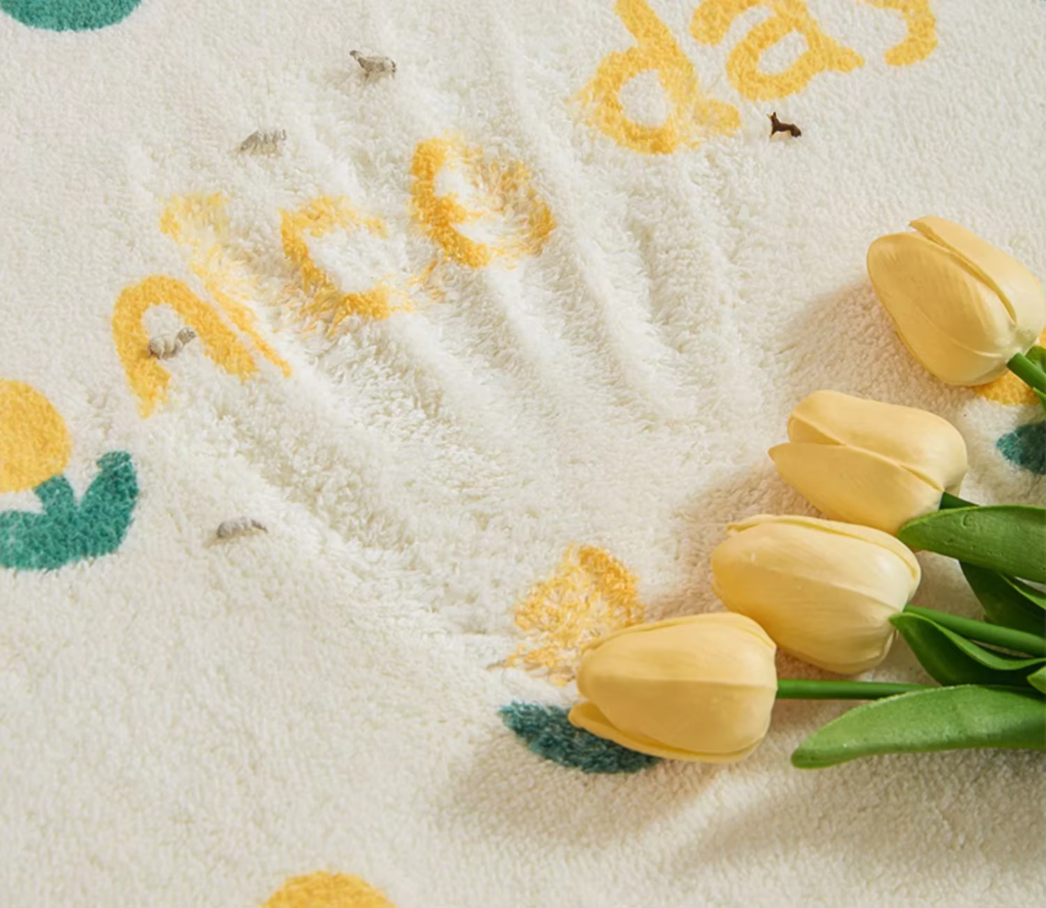 Tapis de sol en peluche à fleurs