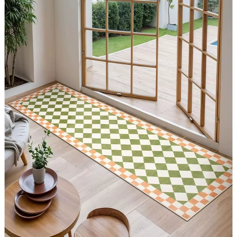 VIKAMA Tapis de couloir à carreaux vintage