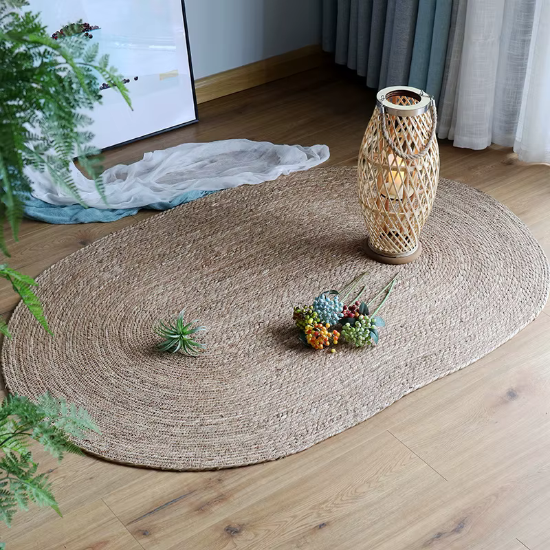 Tapis ovale en jute tissé