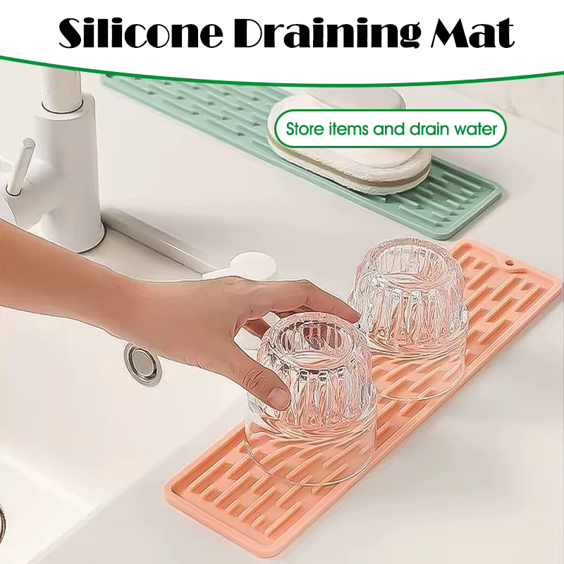 Tapis Long d'égouttage de vaisselle en Silicone