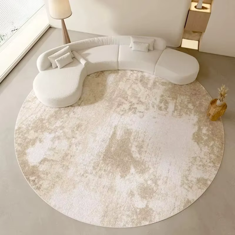 Tapis rond à Texture abstraite beige