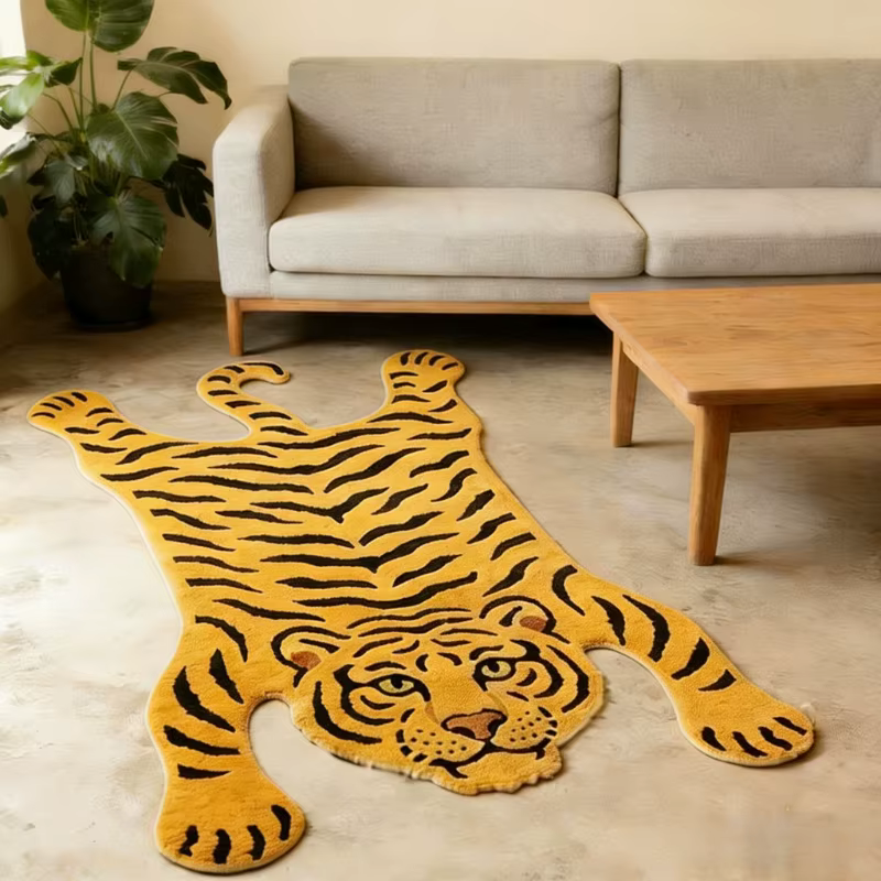 Tapis à motif tigre pour chambre à coucher