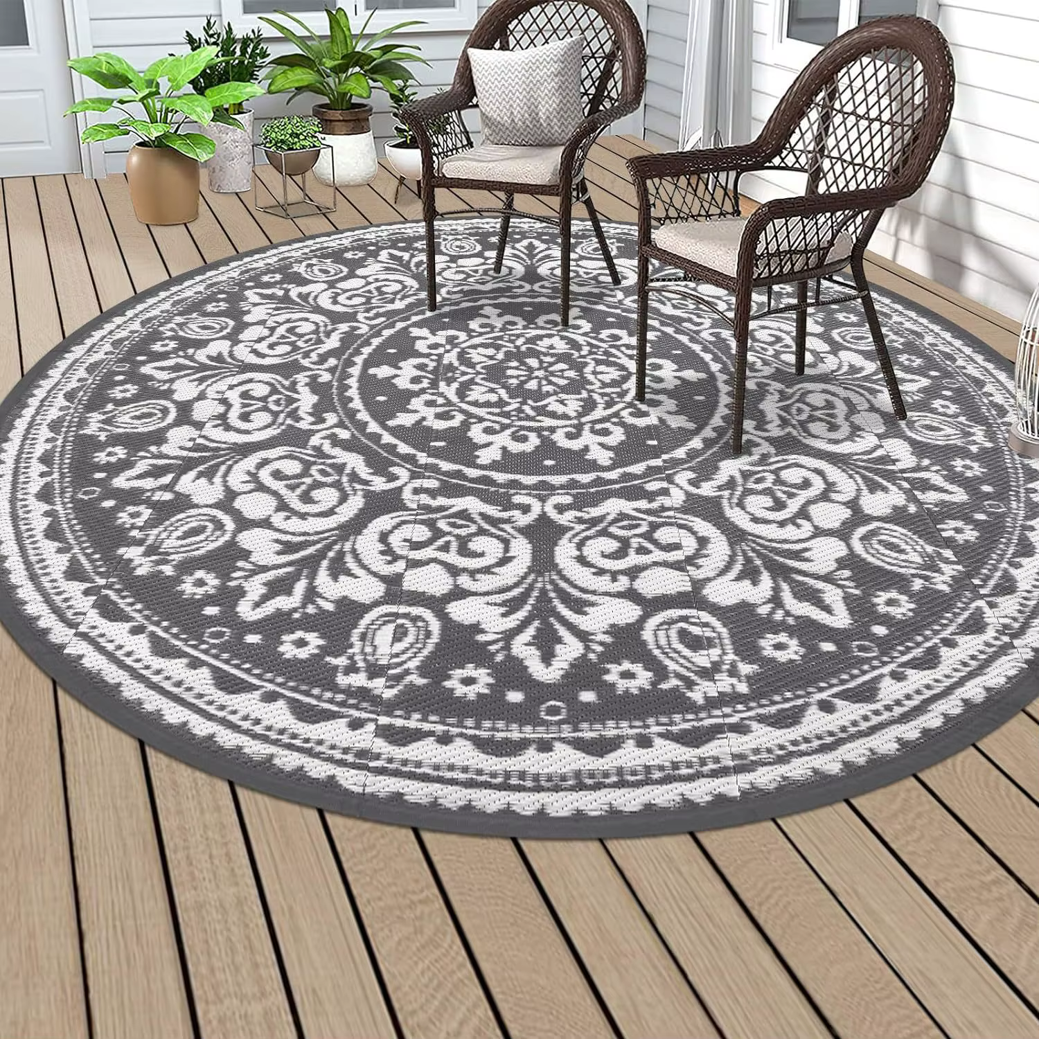 Tapis d'extérieur rond imperméable antidérapant