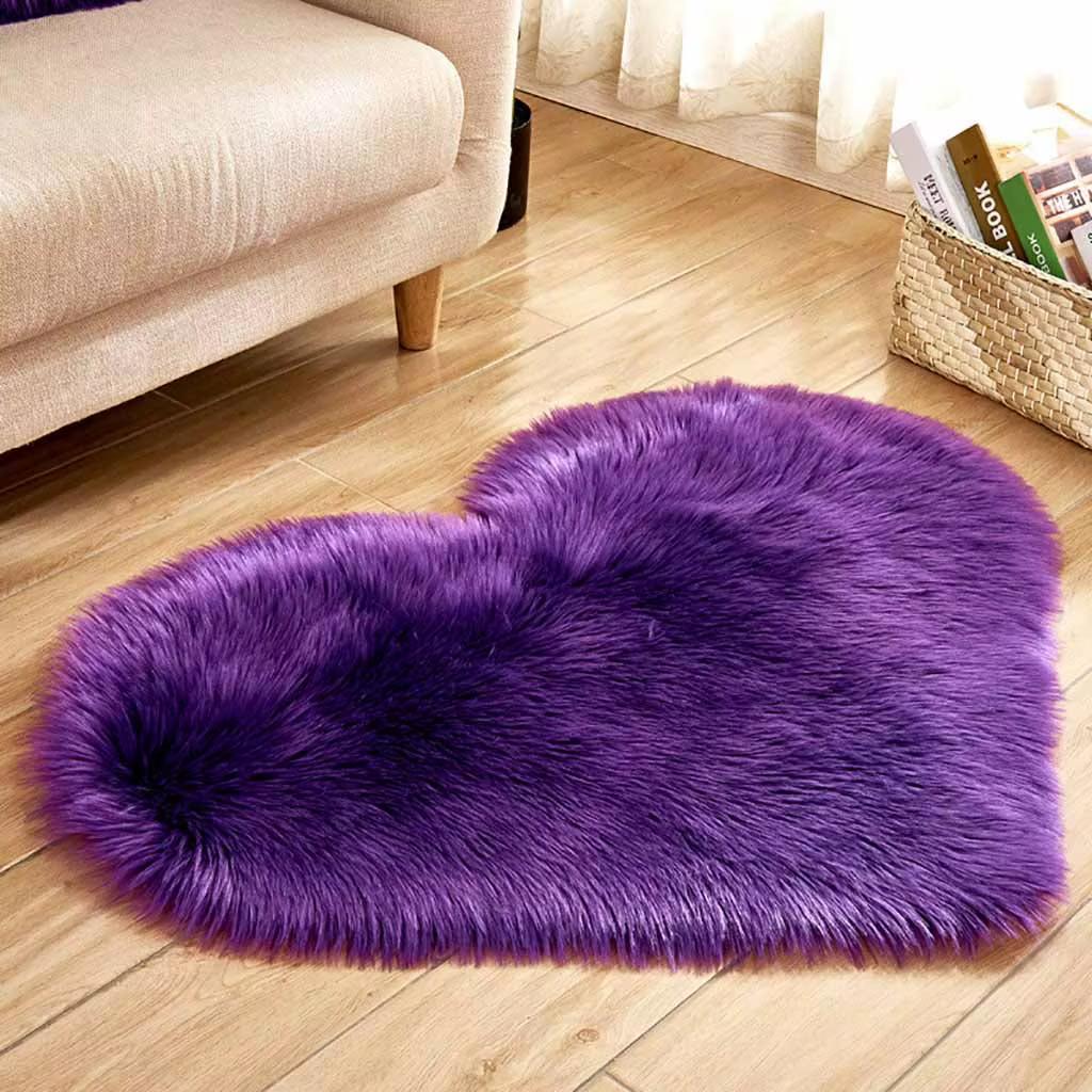 Tapis coeur doux en forme de laine Imitation peau de mouton